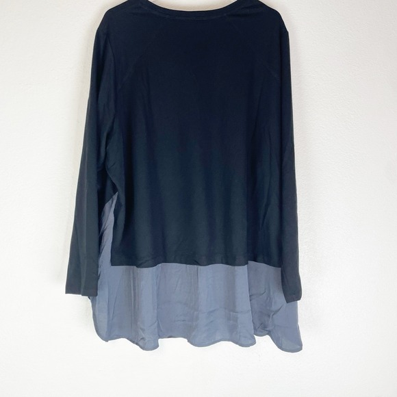 Logo Lounge Lori Goldstein Top Womens 3X Contrast Hem Casual Comfy Black Gray - Picture 2 of 6